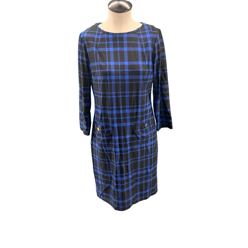 JUDE CONNALLY Blue &‎ Black Plaid Shift Dress – Size S